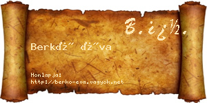 Berkó Éva névjegykártya